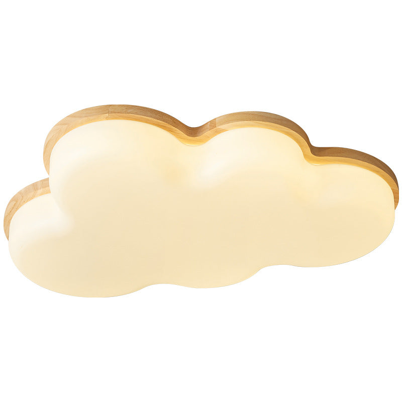 Modern Minimalist Kids Cloud-Shaped Rubberwood Acrylic LED Flush Mount Ceiling Light for Bedroom, Nursery, Playroom, Child’s Room, Cute Cloud Design, Energy-Efficient Lighting, Unique Home Decor, Adjustable Brightness, Soft Glow, Easy Installation