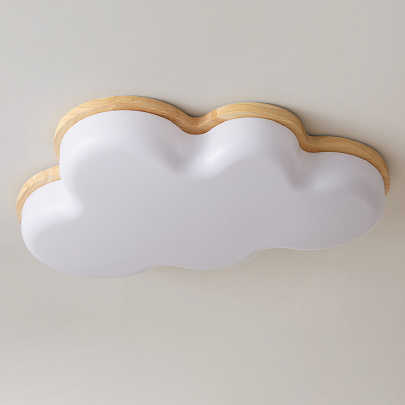 Modern Minimalist Kids Cloud-Shaped Rubberwood Acrylic LED Flush Mount Ceiling Light for Bedroom, Nursery, Playroom, Child’s Room, Cute Cloud Design, Energy-Efficient Lighting, Unique Home Decor, Adjustable Brightness, Soft Glow, Easy Installation