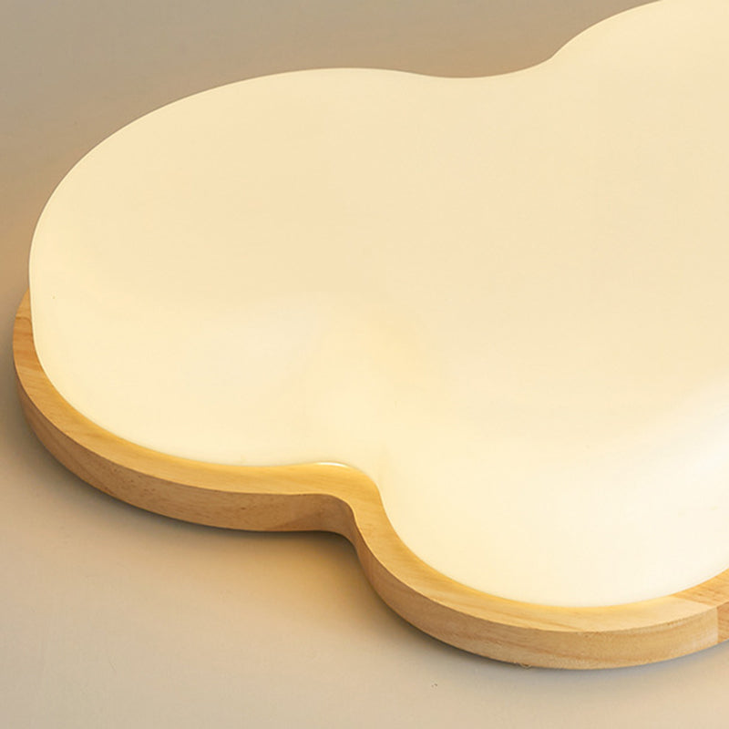 Modern Minimalist Kids Cloud-Shaped Rubberwood Acrylic LED Flush Mount Ceiling Light for Bedroom, Nursery, Playroom, Child’s Room, Cute Cloud Design, Energy-Efficient Lighting, Unique Home Decor, Adjustable Brightness, Soft Glow, Easy Installation