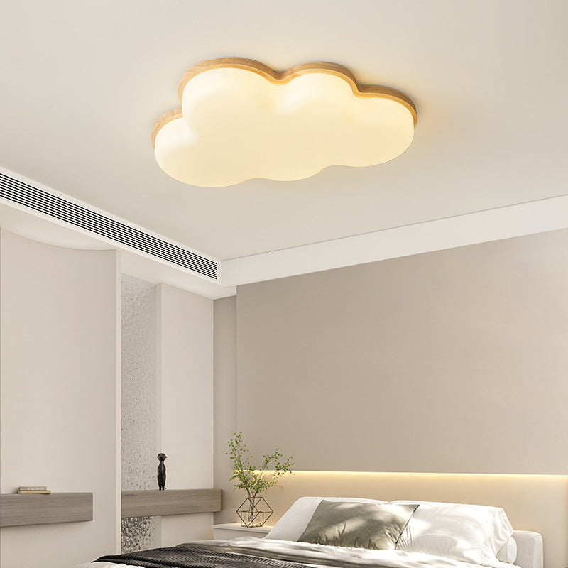 Modern Minimalist Kids Cloud-Shaped Rubberwood Acrylic LED Flush Mount Ceiling Light for Bedroom, Nursery, Playroom, Child’s Room, Cute Cloud Design, Energy-Efficient Lighting, Unique Home Decor, Adjustable Brightness, Soft Glow, Easy Installation