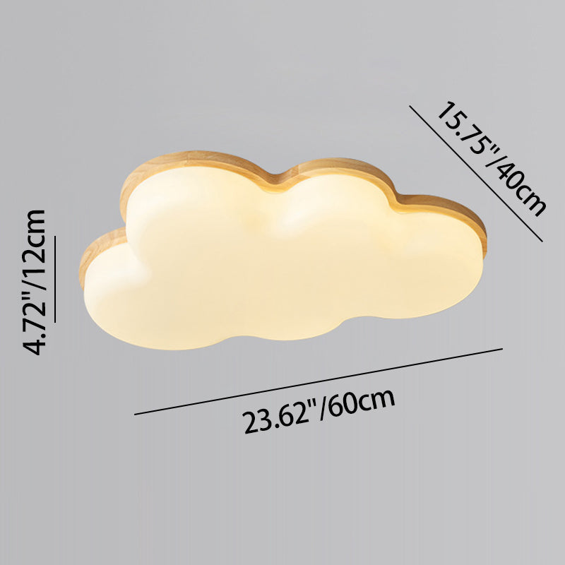 Modern Minimalist Kids Cloud-Shaped Rubberwood Acrylic LED Flush Mount Ceiling Light for Bedroom, Nursery, Playroom, Child’s Room, Cute Cloud Design, Energy-Efficient Lighting, Unique Home Decor, Adjustable Brightness, Soft Glow, Easy Installation