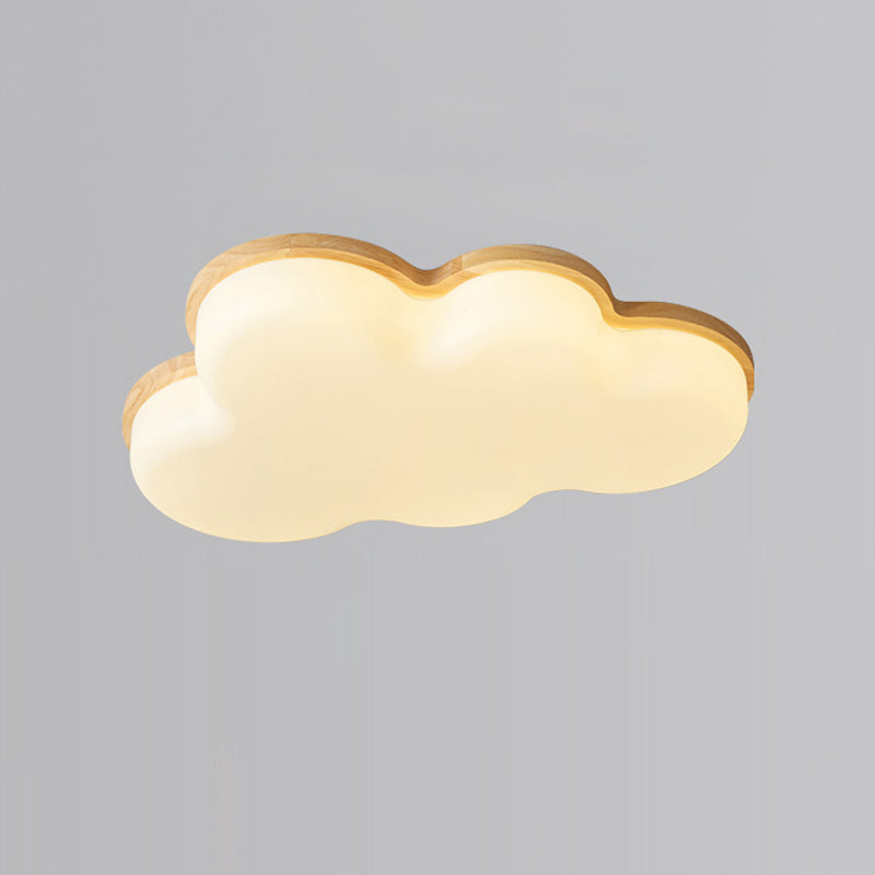 Modern Minimalist Kids Cloud-Shaped Rubberwood Acrylic LED Flush Mount Ceiling Light for Bedroom, Nursery, Playroom, Child’s Room, Cute Cloud Design, Energy-Efficient Lighting, Unique Home Decor, Adjustable Brightness, Soft Glow, Easy Installation