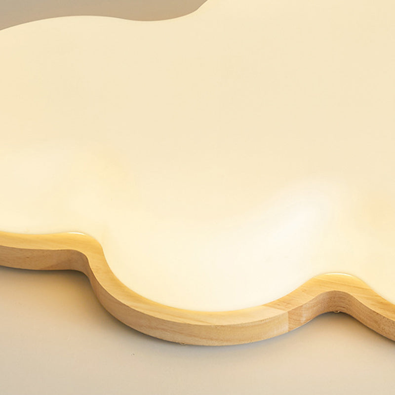 Modern Minimalist Kids Cloud-Shaped Rubberwood Acrylic LED Flush Mount Ceiling Light for Bedroom, Nursery, Playroom, Child’s Room, Cute Cloud Design, Energy-Efficient Lighting, Unique Home Decor, Adjustable Brightness, Soft Glow, Easy Installation