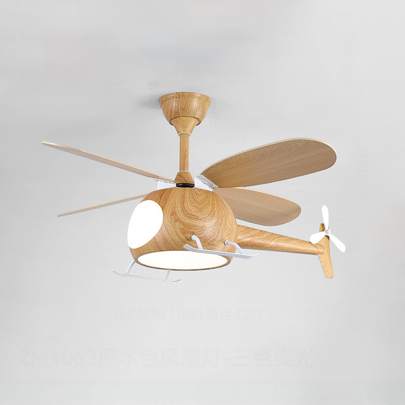 Contemporary Creative Kids Airplane-Shaped Wooden Iron Acrylic LED Downrods Ceiling Fan Light for Bedroom, Unique Airplane Ceiling Fan for Kids Room, Modern LED Ceiling Light, Decorative Airplane Light Fixture, Fun Bedroom Lighting, Childrens Room Ceiling