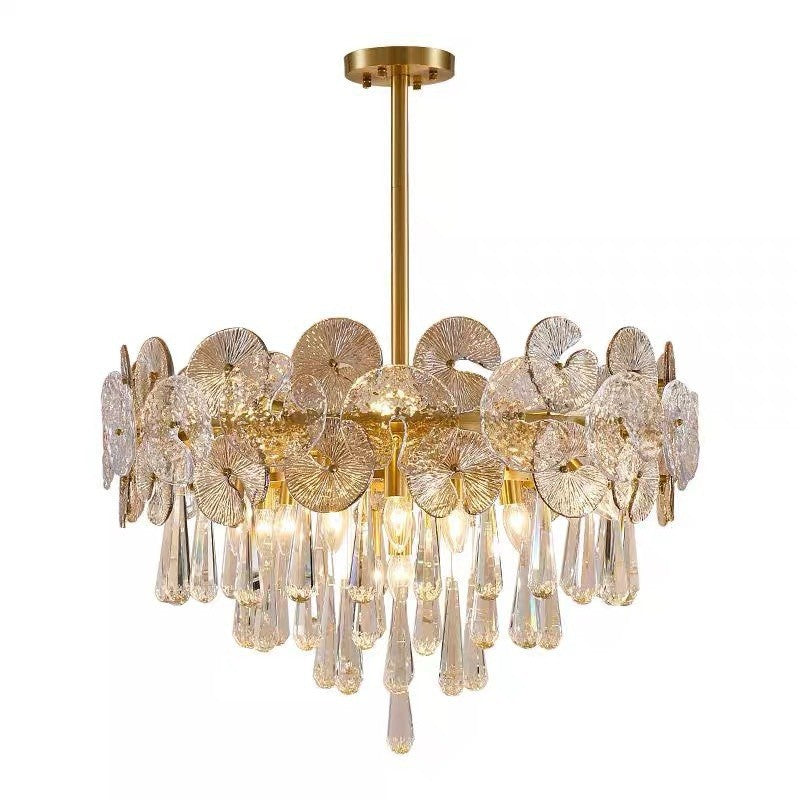 Traditional Luxury Teardrop Crystal Copper Chandelier - 6/9/12 Light Options for Living Room Elegance