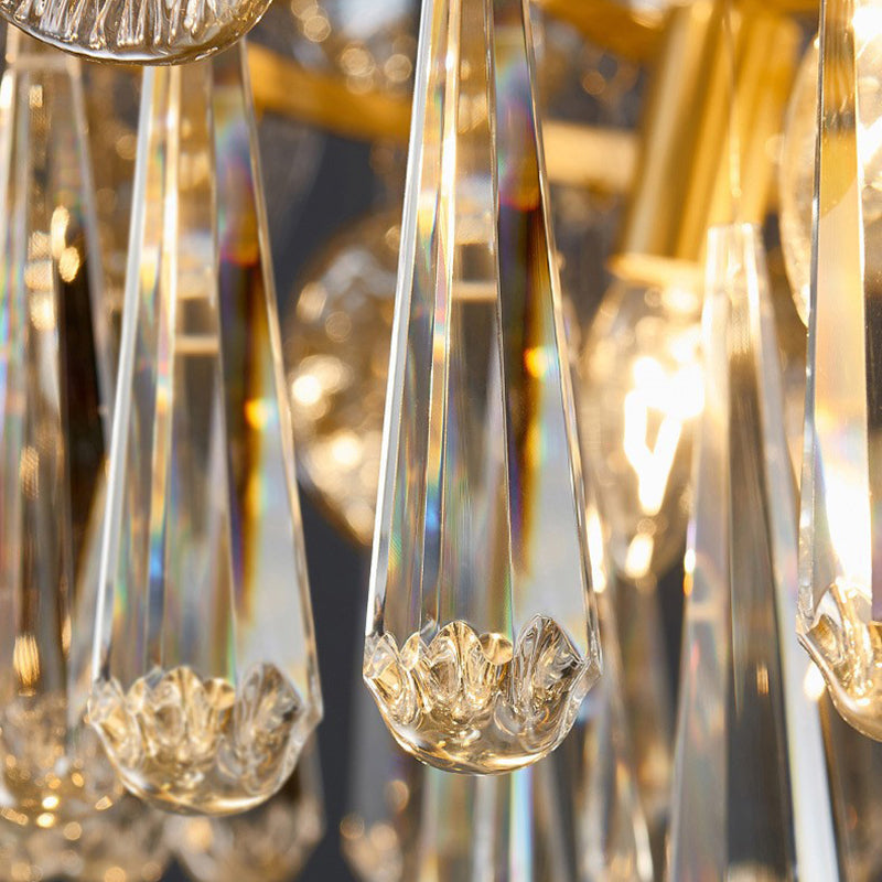 Traditional Luxury Teardrop Crystal Copper Chandelier - 6/9/12 Light Options for Living Room Elegance