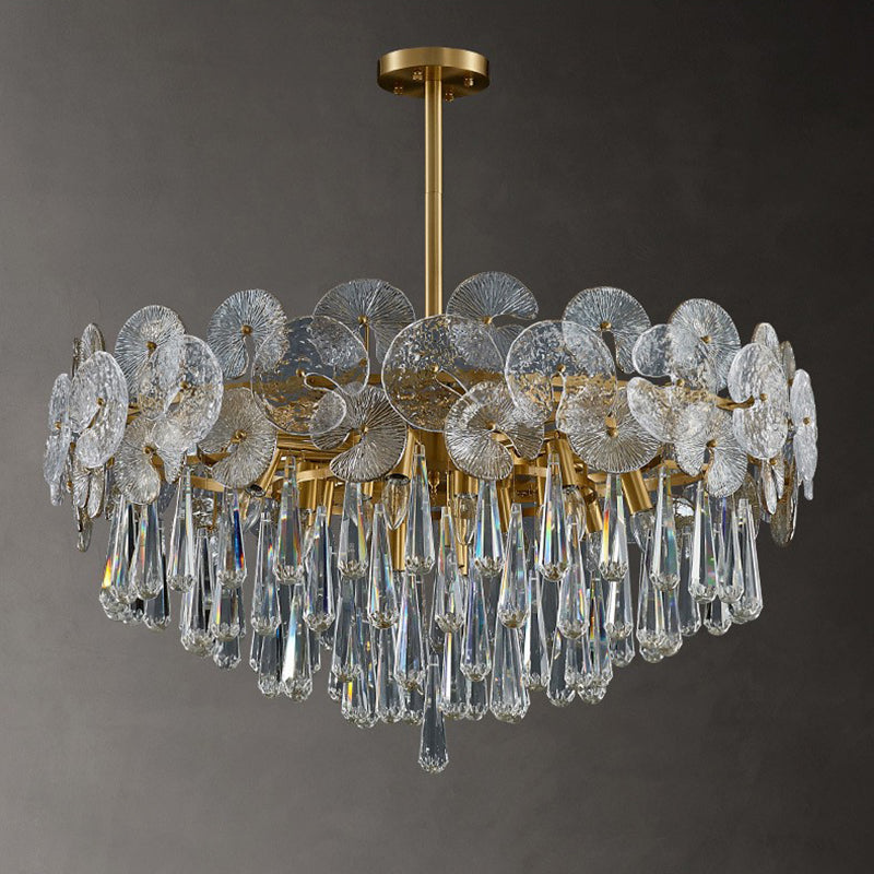 Traditional Luxury Teardrop Crystal Copper Chandelier - 6/9/12 Light Options for Living Room Elegance