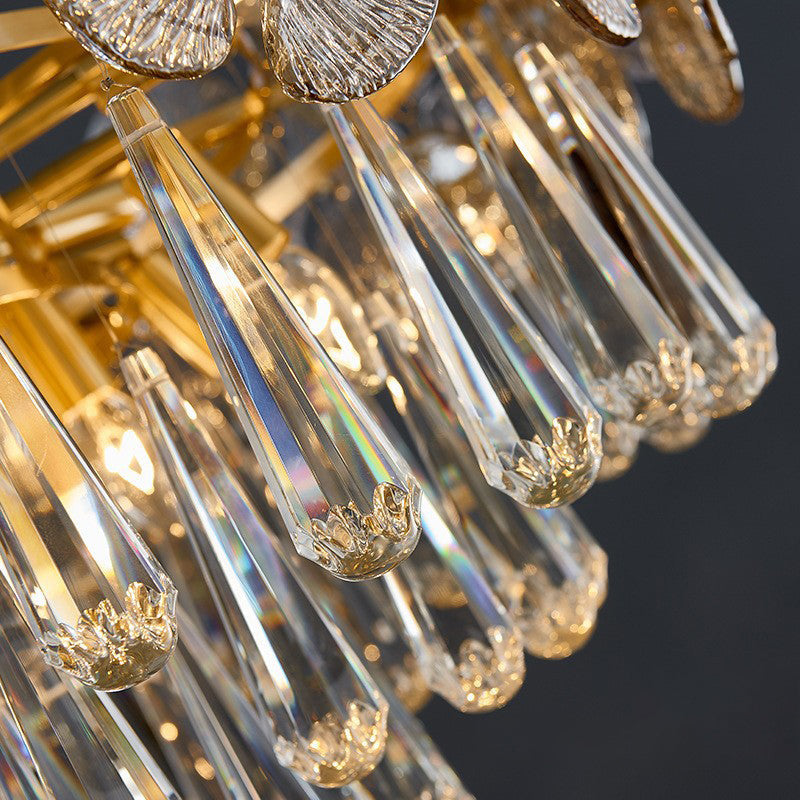 Traditional Luxury Teardrop Crystal Copper Chandelier - 6/9/12 Light Options for Living Room Elegance
