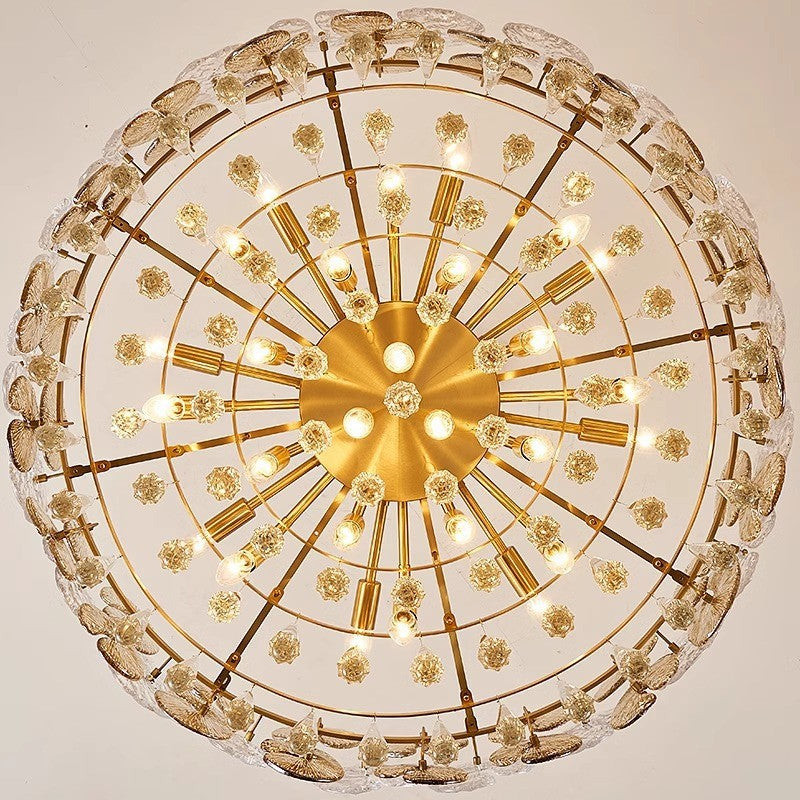Traditional Luxury Teardrop Crystal Copper Chandelier - 6/9/12 Light Options for Living Room Elegance