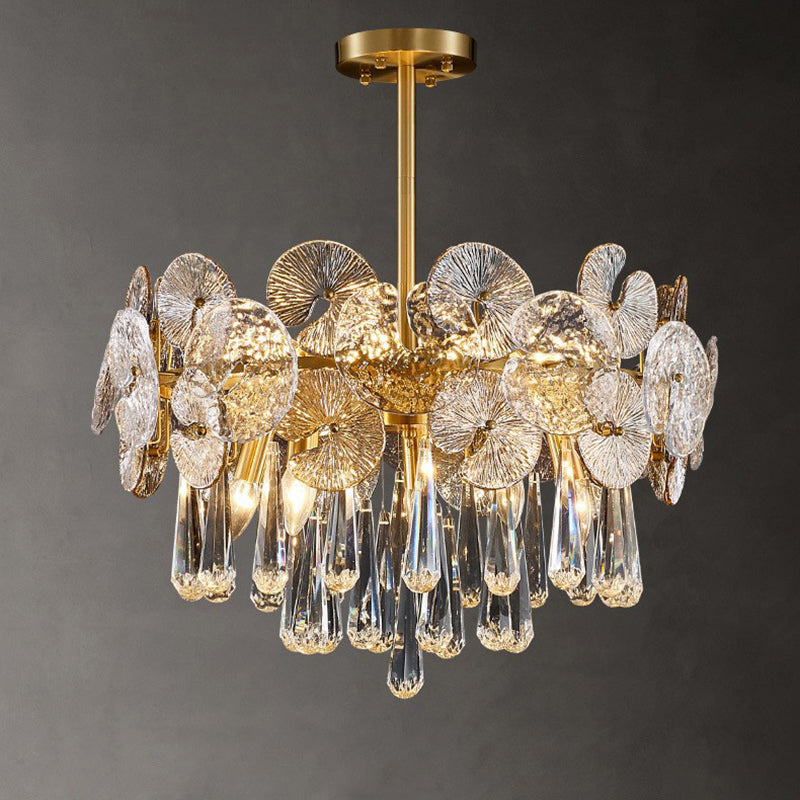 Traditional Luxury Teardrop Crystal Copper Chandelier - 6/9/12 Light Options for Living Room Elegance