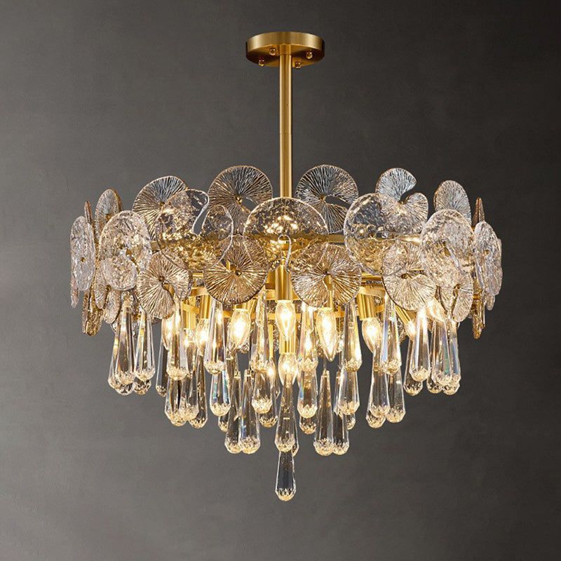 Traditional Luxury Teardrop Crystal Copper Chandelier - 6/9/12 Light Options for Living Room Elegance