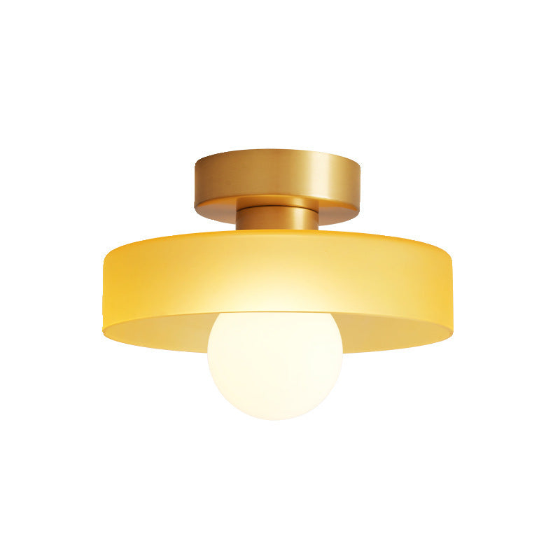 Contemporary Nordic Copper Round Ball Semi-Flush Mount Light for Hallway