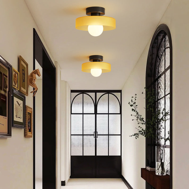 Contemporary Nordic Copper Round Ball Semi-Flush Mount Light for Hallway