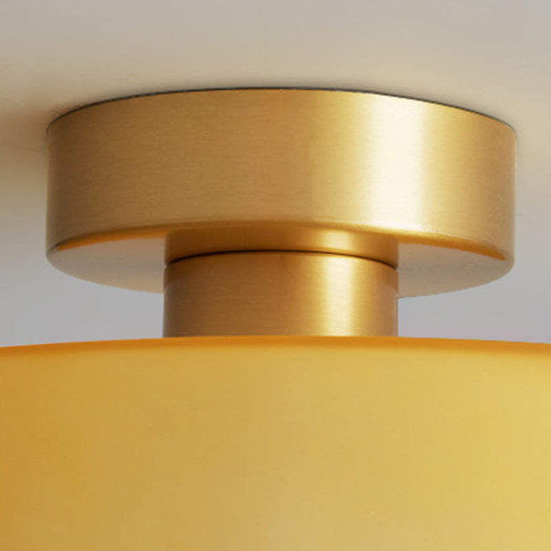 Contemporary Nordic Copper Round Ball Semi-Flush Mount Light for Hallway