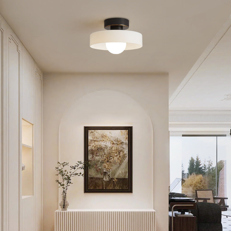 Contemporary Nordic Copper Round Ball Semi-Flush Mount Light for Hallway