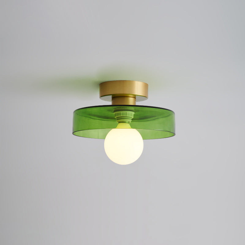 Contemporary Nordic Copper Round Ball Semi-Flush Mount Light for Hallway