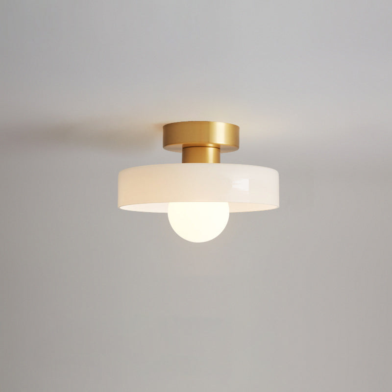Contemporary Nordic Copper Round Ball Semi-Flush Mount Light for Hallway