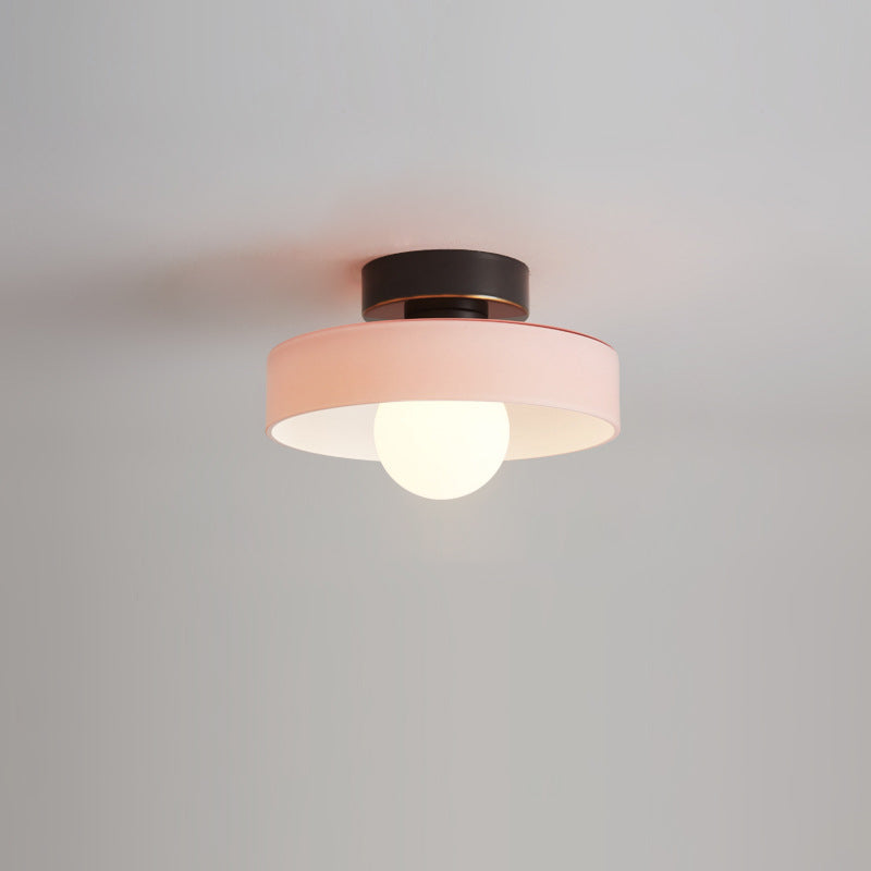 Contemporary Nordic Copper Round Ball Semi-Flush Mount Light for Hallway