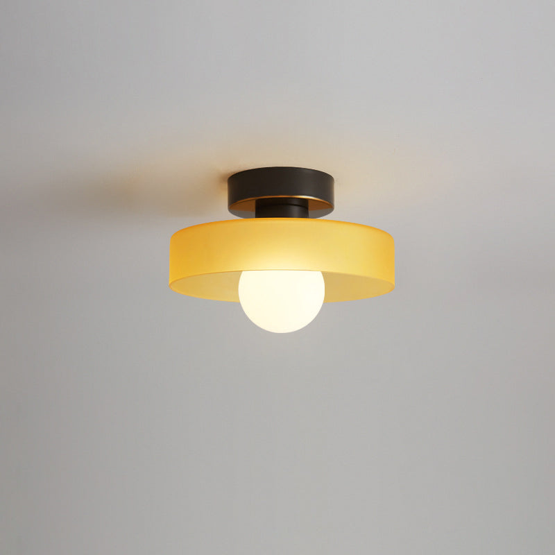 Contemporary Nordic Copper Round Ball Semi-Flush Mount Light for Hallway