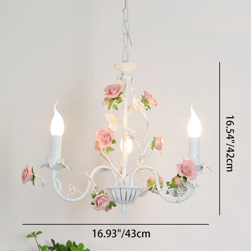 Vintage Floral Iron Ceramic Chandelier - 3/6/8 Light for Bedroom Decor