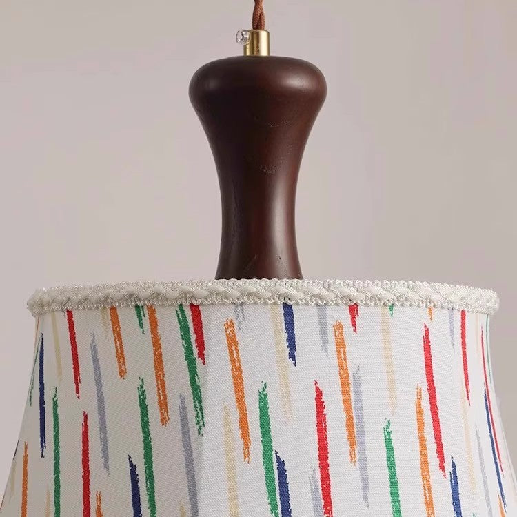Traditional Vintage Kids Cylindrical Iron Solid Wood Fabric 1-Light Pendant Light for Bedroom, Retro Kids Room Lighting, Unique Children’s Pendant Fixture, Nursery Vintage Decor, Creative Iron and Wood Hanging Light, Stylish Playroom Illumination, Classic