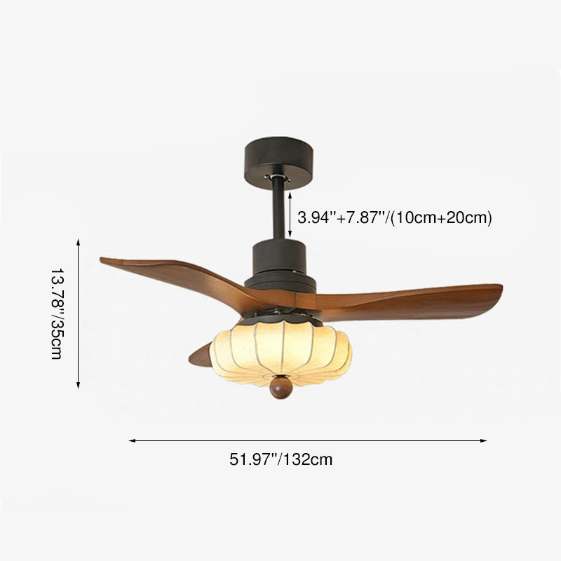 Vintage Round Iron Copper LED Ceiling Fan Light for Bedroom
