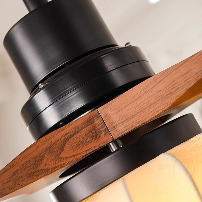 Vintage Round Iron Copper LED Ceiling Fan Light for Bedroom