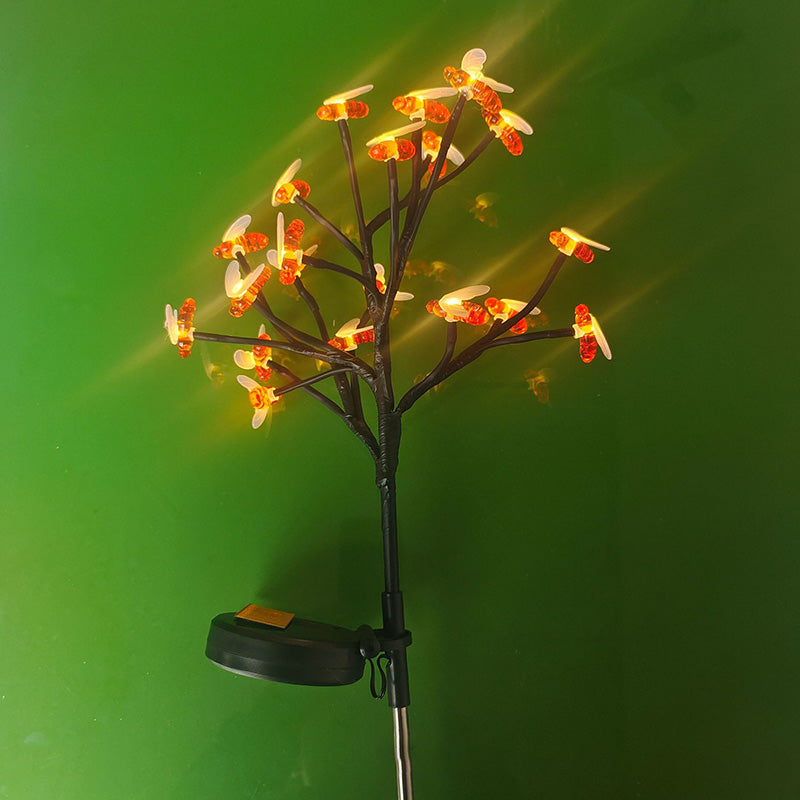 Modern Art Deco Solar LED Ground Insert Light - 20 Bright Bees for Garden, Outdoor Lawn Lighting, PVC Design, Energy Efficient Decoration, Waterproof Landscape Illumination
