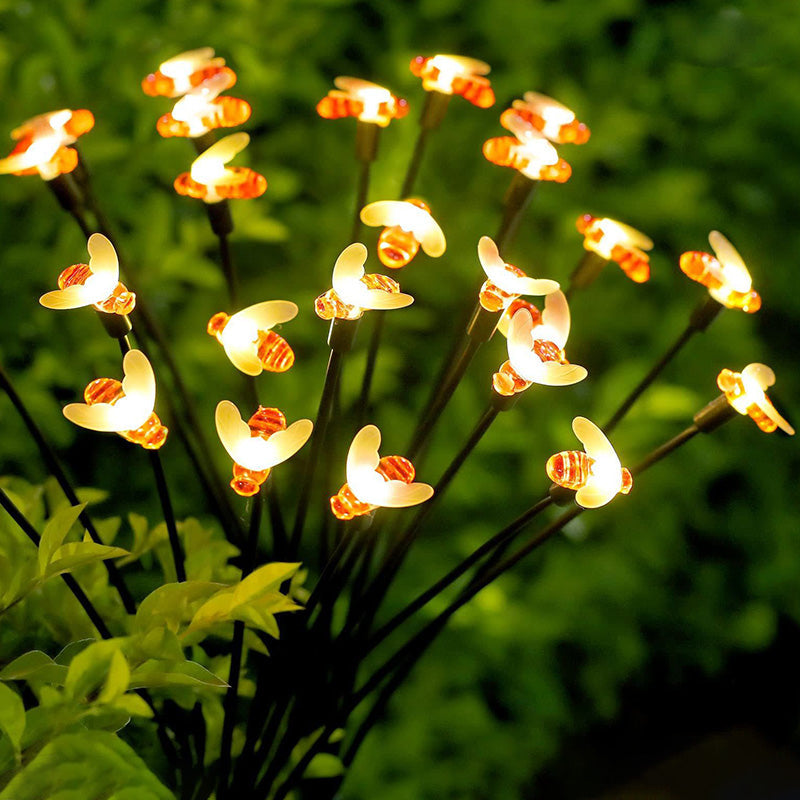 Modern Art Deco Solar LED Ground Insert Light - 20 Bright Bees for Garden, Outdoor Lawn Lighting, PVC Design, Energy Efficient Decoration, Waterproof Landscape Illumination