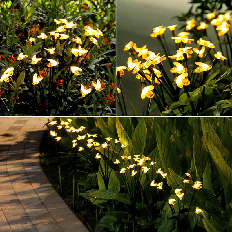 Modern Art Deco Solar LED Ground Insert Light - 20 Bright Bees for Garden, Outdoor Lawn Lighting, PVC Design, Energy Efficient Decoration, Waterproof Landscape Illumination