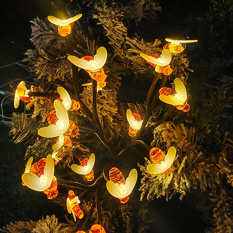Modern Art Deco Solar LED Ground Insert Light - 20 Bright Bees for Garden, Outdoor Lawn Lighting, PVC Design, Energy Efficient Decoration, Waterproof Landscape Illumination