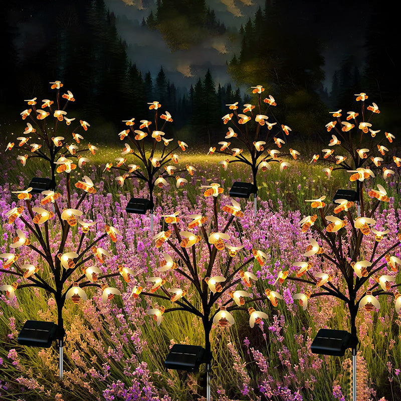Modern Art Deco Solar LED Ground Insert Light - 20 Bright Bees for Garden, Outdoor Lawn Lighting, PVC Design, Energy Efficient Decoration, Waterproof Landscape Illumination