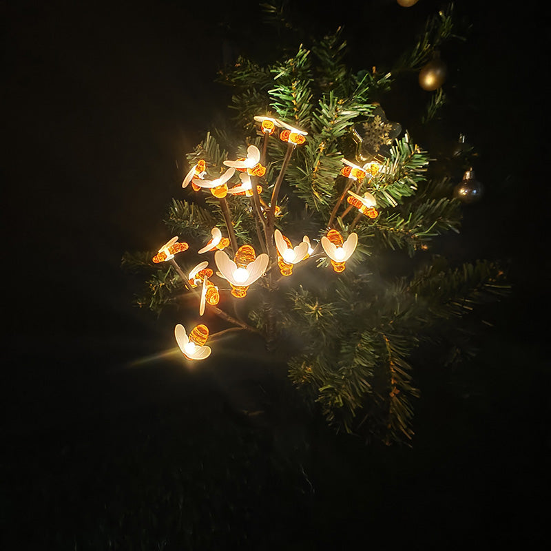 Modern Art Deco Solar LED Ground Insert Light - 20 Bright Bees for Garden, Outdoor Lawn Lighting, PVC Design, Energy Efficient Decoration, Waterproof Landscape Illumination