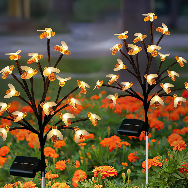 Modern Art Deco Solar LED Ground Insert Light - 20 Bright Bees for Garden, Outdoor Lawn Lighting, PVC Design, Energy Efficient Decoration, Waterproof Landscape Illumination