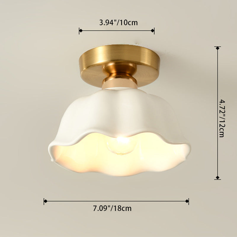 Modern Simplicity Ceramics Iron Semi-Flush Mount Light for Hallways