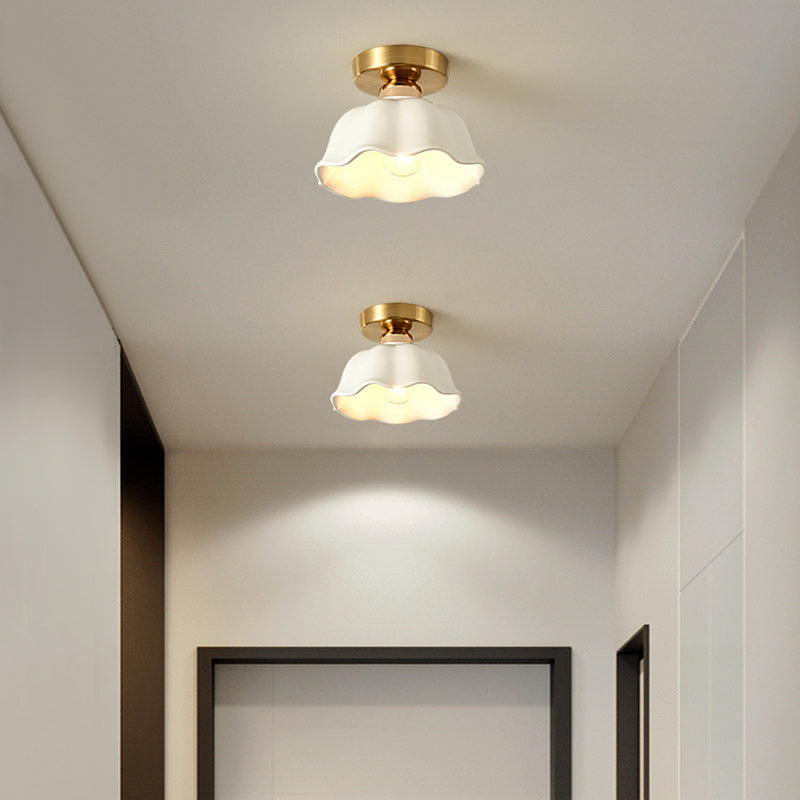 Modern Simplicity Ceramics Iron Semi-Flush Mount Light for Hallways