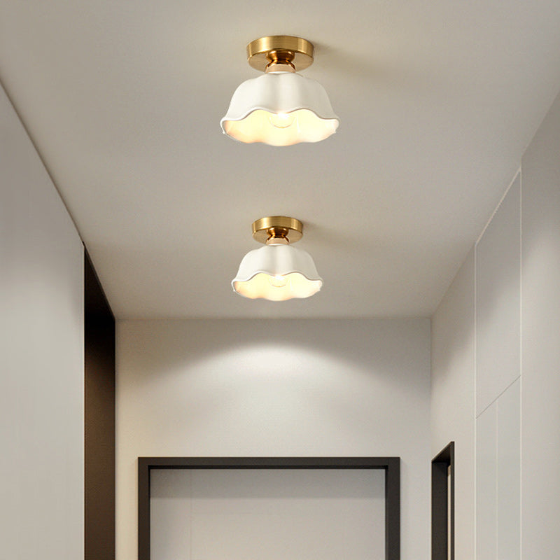 Modern Simplicity Ceramics Iron Semi-Flush Mount Light for Hallways