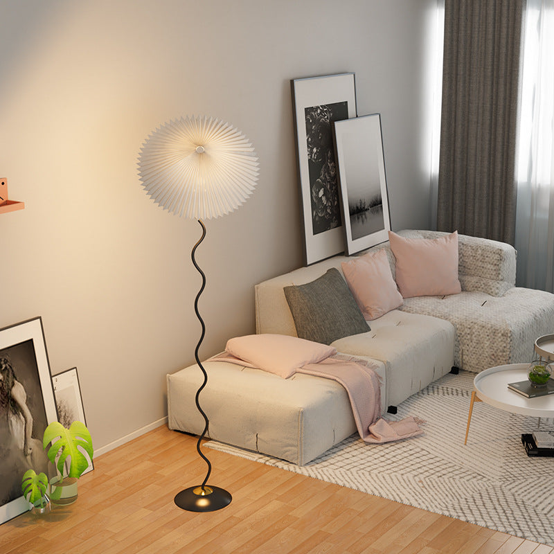 Traditional Japanese Fabric Iron Umbrella Floor Lamp - 1-Light Design for Living Room  

Illuminate your living space with this elegant Traditional Japanese Fabric Iron Umbrella Floor Lamp. Featuring a unique design that combines cultural aesthetics with