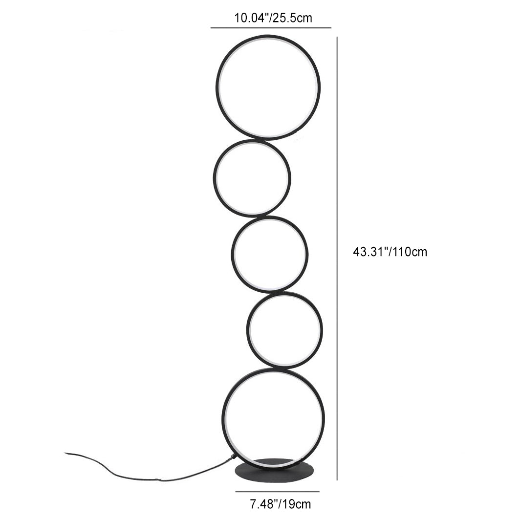 Contemporary Five Circles LED Floor Lamp - Aluminum & Iron Design for Living Room