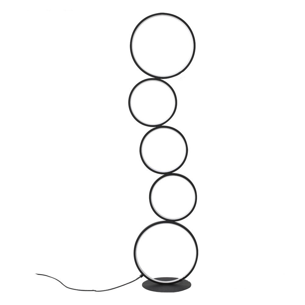 Contemporary Five Circles LED Floor Lamp - Aluminum & Iron Design for Living Room