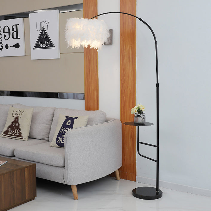 Contemporary Nordic Marble Iron Feather Floor Lamp for Living Room