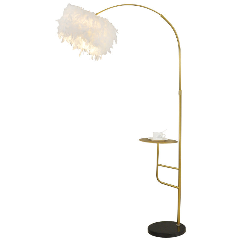Contemporary Nordic Marble Iron Feather Floor Lamp for Living Room