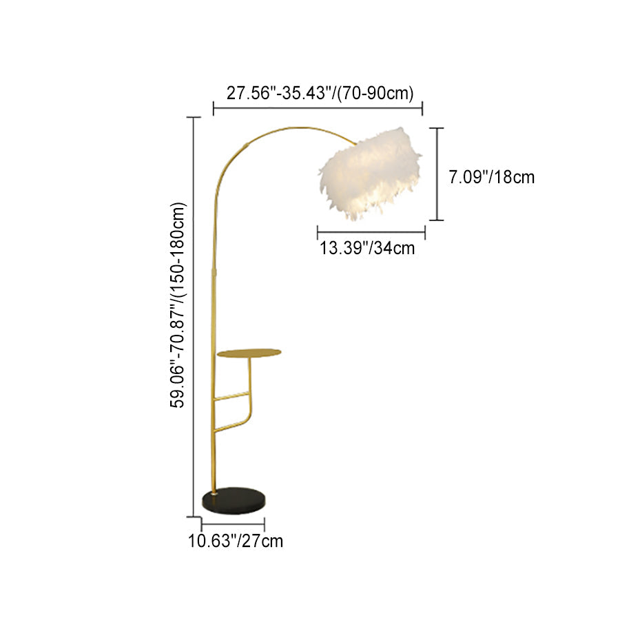 Contemporary Nordic Marble Iron Feather Floor Lamp for Living Room