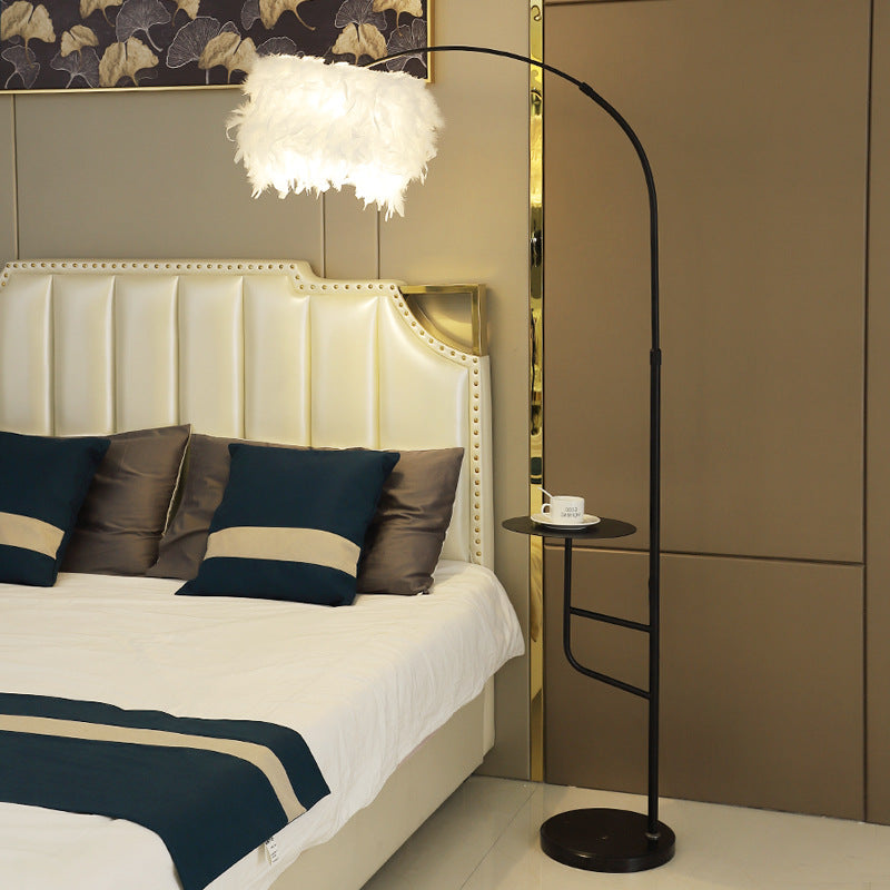 Contemporary Nordic Marble Iron Feather Floor Lamp for Living Room