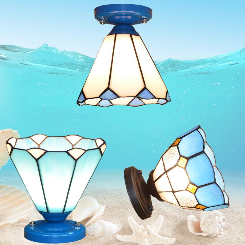 Tiffany Glass Semi-Flush Mount Ceiling Light for Hallways - Elegant Lighting Fixture