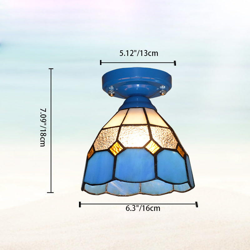 Tiffany Glass Semi-Flush Mount Ceiling Light for Hallways - Elegant Lighting Fixture