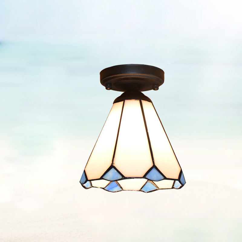 Tiffany Glass Semi-Flush Mount Ceiling Light for Hallways - Elegant Lighting Fixture