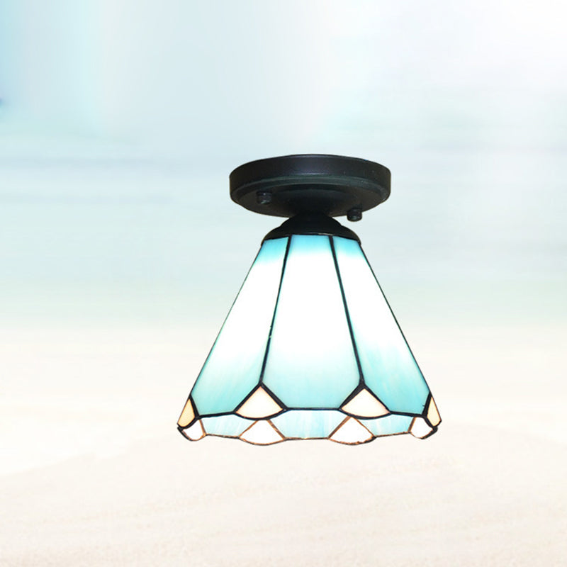 Tiffany Glass Semi-Flush Mount Ceiling Light for Hallways - Elegant Lighting Fixture
