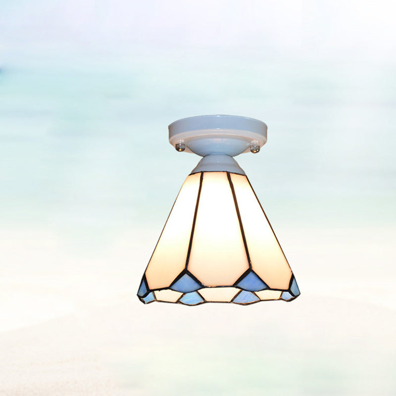 Tiffany Glass Semi-Flush Mount Ceiling Light for Hallways - Elegant Lighting Fixture