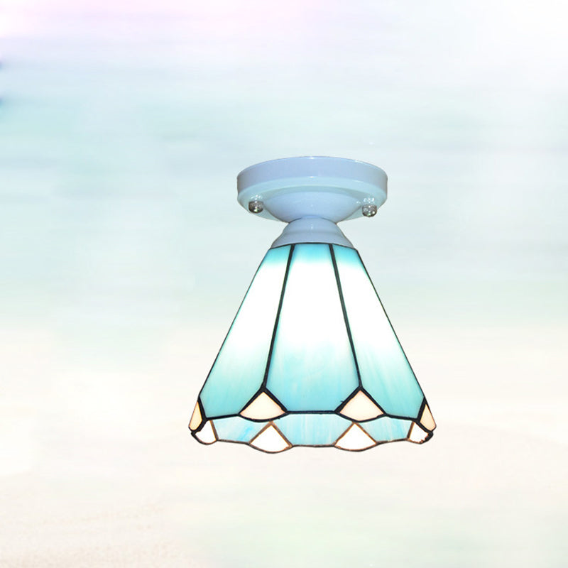 Tiffany Glass Semi-Flush Mount Ceiling Light for Hallways - Elegant Lighting Fixture